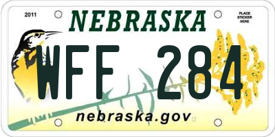 NE license plate WFF284