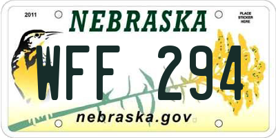 NE license plate WFF294