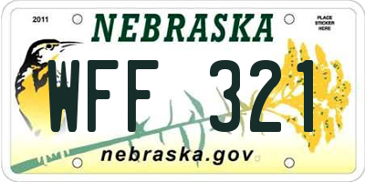 NE license plate WFF321