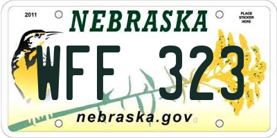 NE license plate WFF323