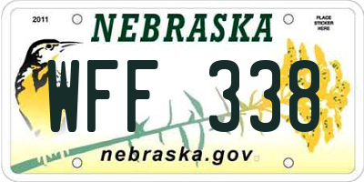 NE license plate WFF338