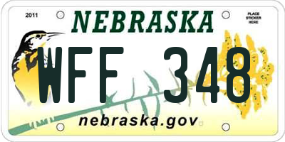 NE license plate WFF348