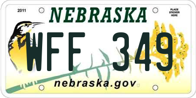 NE license plate WFF349