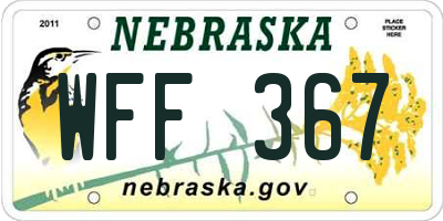 NE license plate WFF367