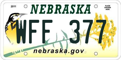 NE license plate WFF377