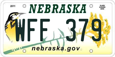 NE license plate WFF379