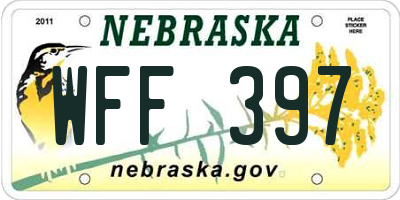 NE license plate WFF397