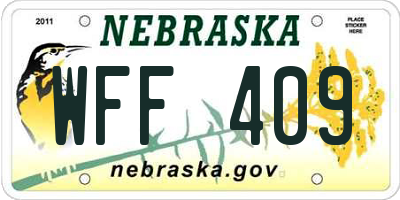 NE license plate WFF409