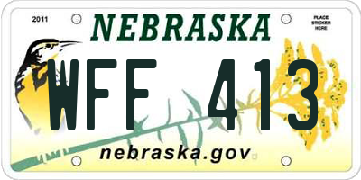 NE license plate WFF413