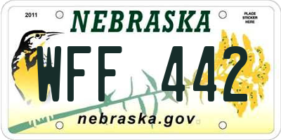 NE license plate WFF442