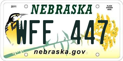NE license plate WFF447