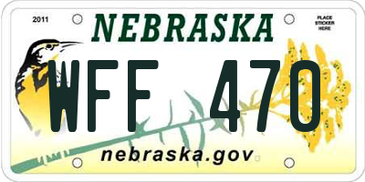 NE license plate WFF470