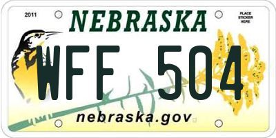 NE license plate WFF504