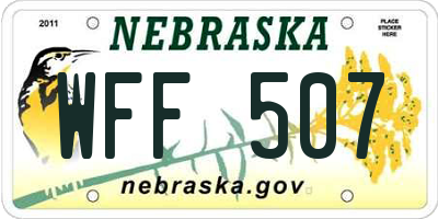 NE license plate WFF507