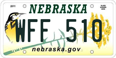 NE license plate WFF510