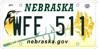 NE license plate WFF511