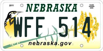 NE license plate WFF514