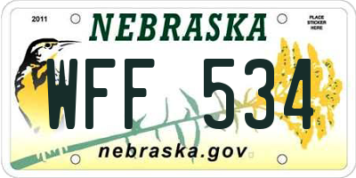 NE license plate WFF534