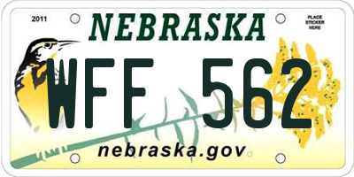 NE license plate WFF562