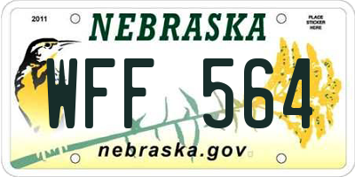NE license plate WFF564