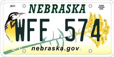 NE license plate WFF574