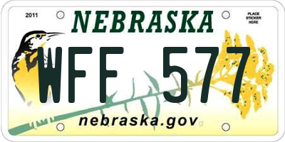NE license plate WFF577