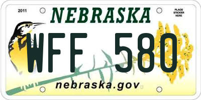 NE license plate WFF580