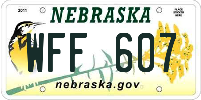 NE license plate WFF607