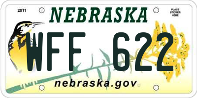 NE license plate WFF622