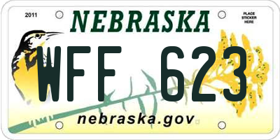 NE license plate WFF623