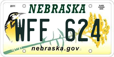 NE license plate WFF624