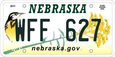 NE license plate WFF627