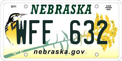 NE license plate WFF632