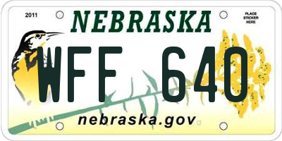 NE license plate WFF640