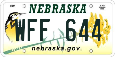 NE license plate WFF644