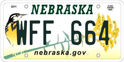 NE license plate WFF664