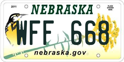 NE license plate WFF668