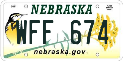 NE license plate WFF674