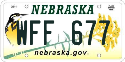 NE license plate WFF677