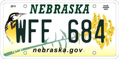 NE license plate WFF684