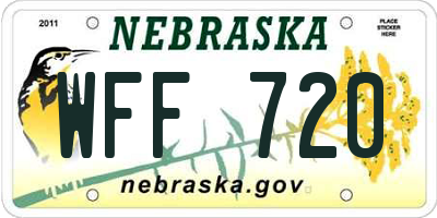 NE license plate WFF720