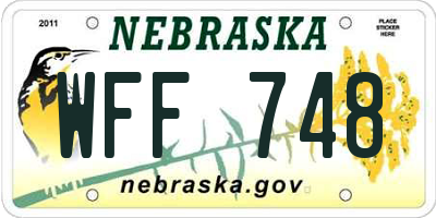 NE license plate WFF748