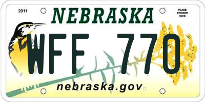 NE license plate WFF770