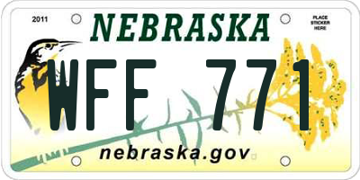 NE license plate WFF771