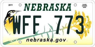 NE license plate WFF773