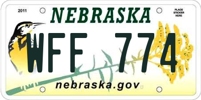 NE license plate WFF774