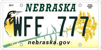 NE license plate WFF777