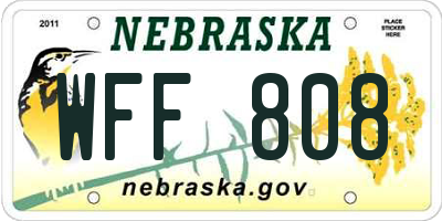 NE license plate WFF808