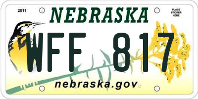 NE license plate WFF817