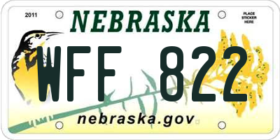 NE license plate WFF822